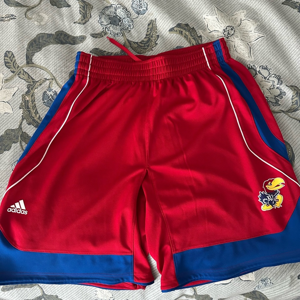 KU basketball Adidas shorts